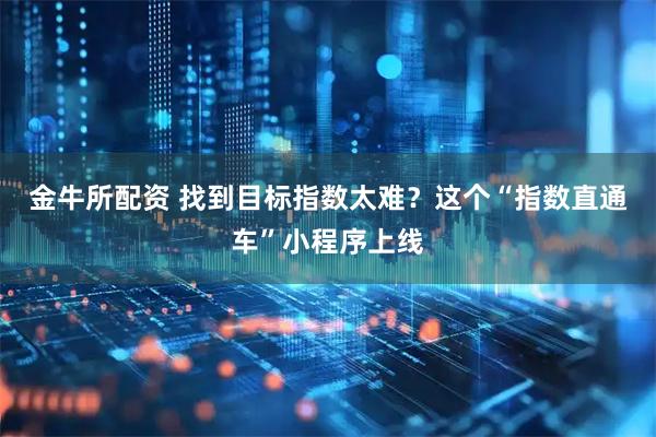 金牛所配资 找到目标指数太难?这个“指数直通车”小程序上线